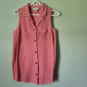 VTG Metro 212 Tunic Women's Small New York Red & White Gingham Sleeveless Top